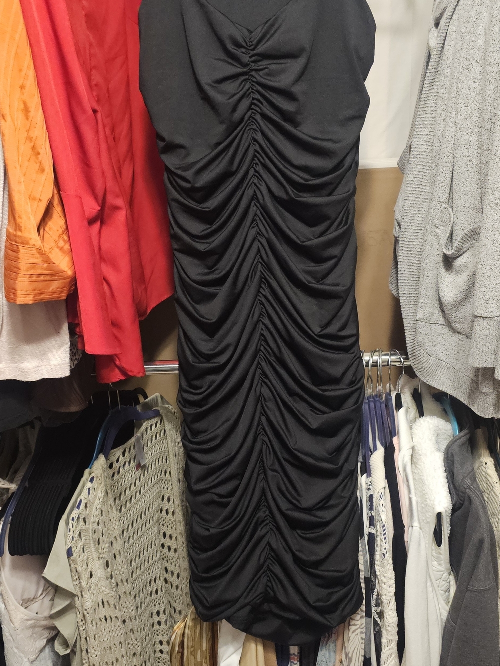 Black Ruched Midi Skirt - Classic Women's Skirt